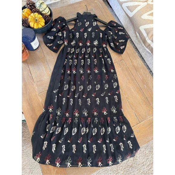 Caballero Coral Reef Dress Peek A Boo Shoulders Maxi Size Medium - Picture 1 of 11